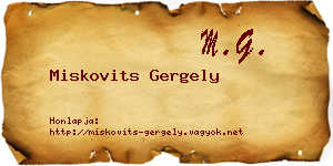 Miskovits Gergely névjegykártya
